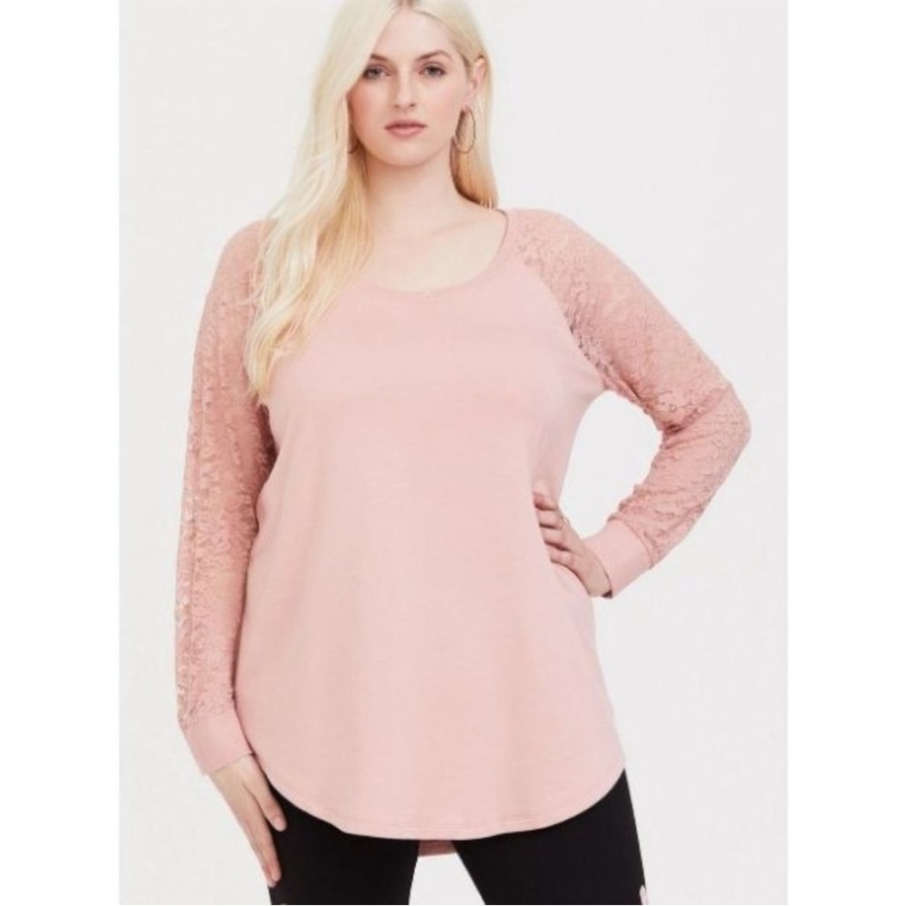 Torrid Blush Lace Sleeve Long Sleeve Top new